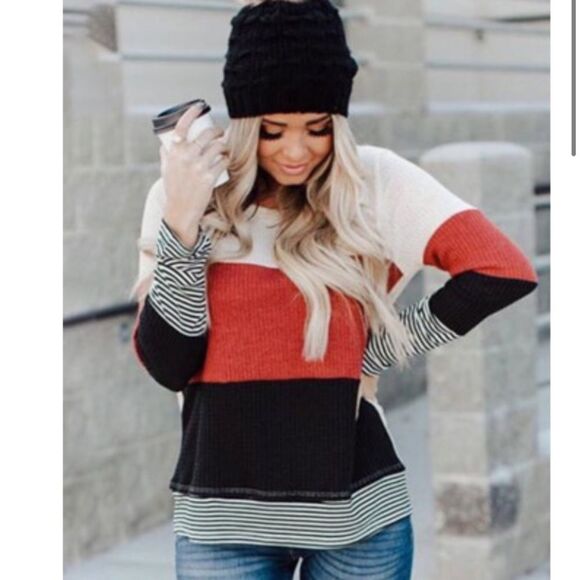 Colorblock Splicing Stripes Top - Picture 5 of 8